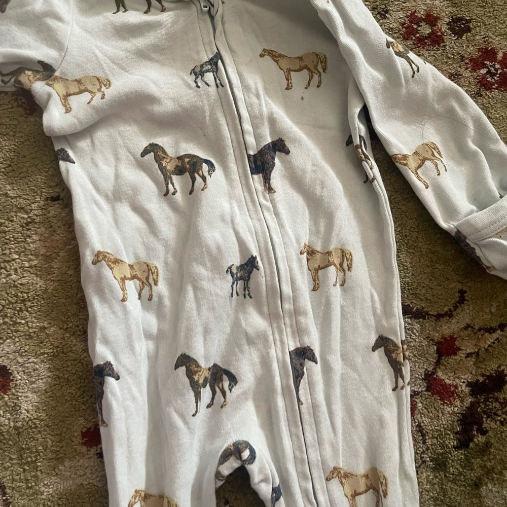 Kate Quinn White and Brown Pajama Set with horse print